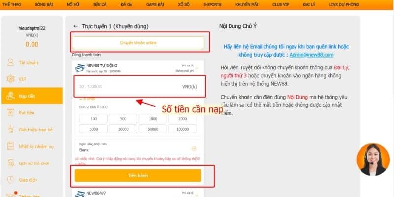 Nạp tiền NEW88